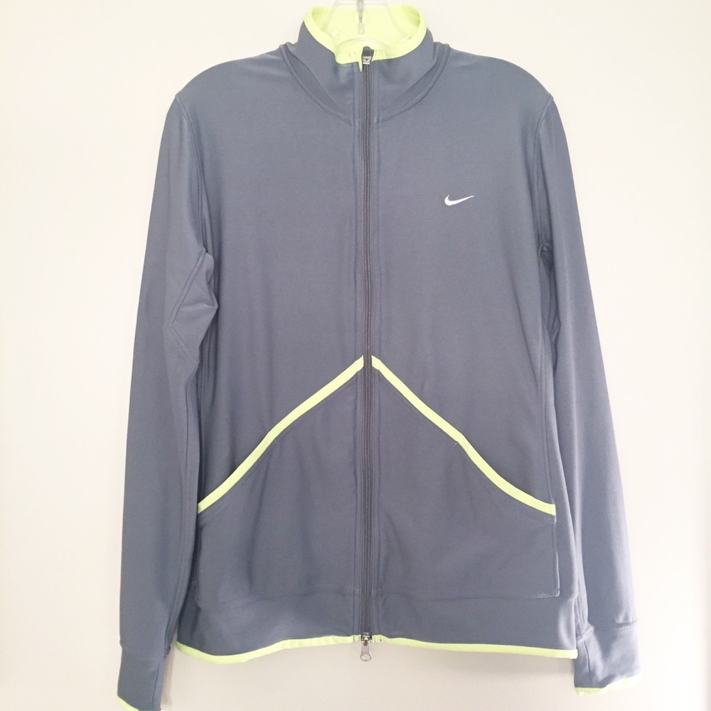 NIKE Dri-Fit Zip Up Track Jacket Grey Size Large